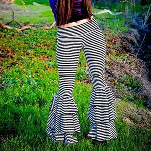 NWOT Warrior Within Designs Striped Pirate Pants Black White Size Small